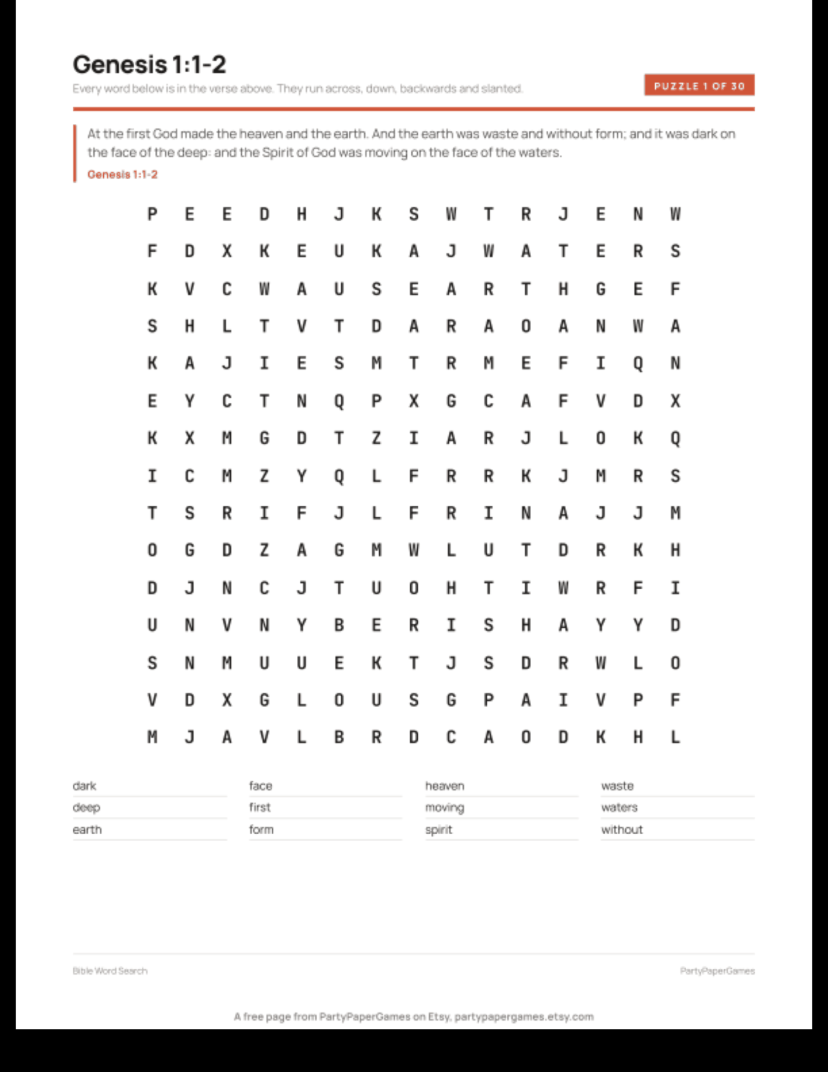Free Printable Bible Verse Word Search