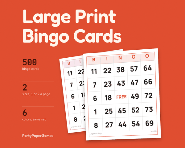 Large Print Bingo Cards, the listing cover